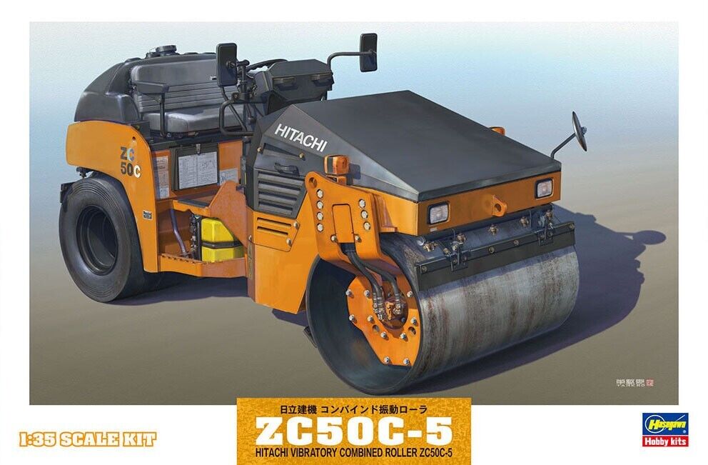 Hasegawa WM02 Rullo Compressore HITACHI VIBRATORY COMBINED ROLLER ZC50C-5 (1:35)