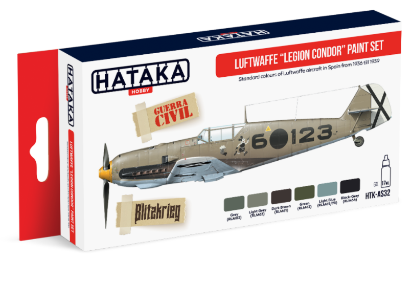 Hataka AS32 Luftwaffe 'Legion Condor' Acrilico Pittura Set 6 X 17ml Bottiglia