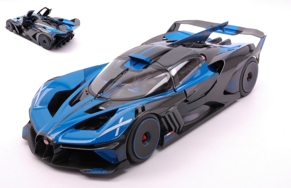 MODELLINO AUTO BURAGO STATICO BUGATTI BOLIDE BLU MODELLISMO SCALA 1:18