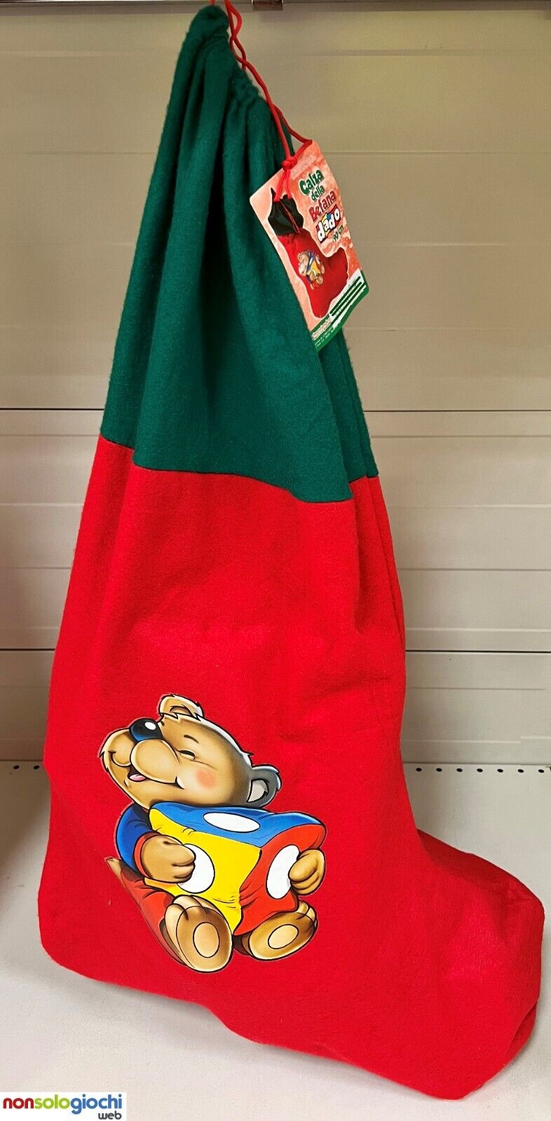 Calza befana vuota Calzettone orso bimbo bimba 70 x 50 cm -nuovo-Italia