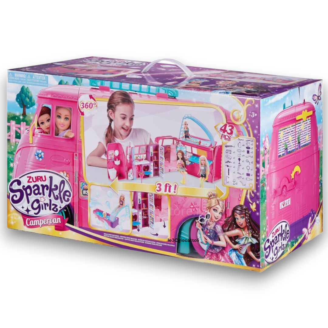 Camper Bambole Sparkle Girlz Van 44 accessori Zuru