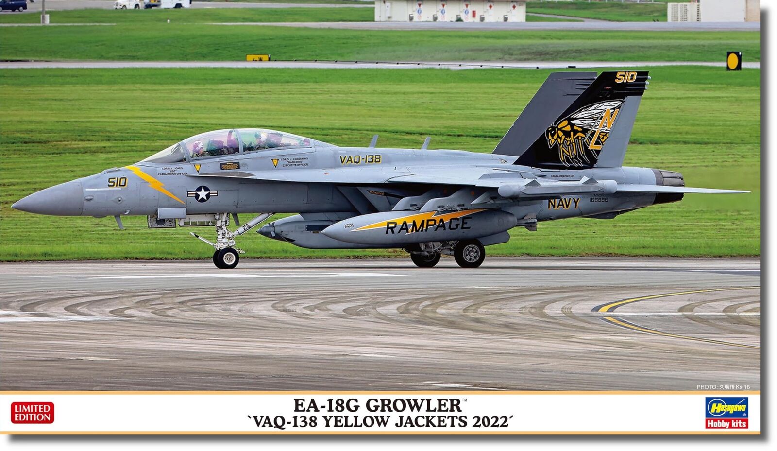 Ea-18g Growler, Vaq 138, Yellow Jackets 2022 1:72 Plastic Model Kit HASEGAWA