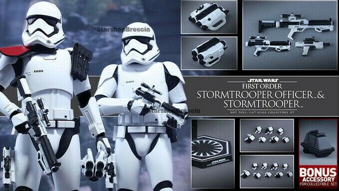 STAR WARS ep.VII STORMTROOPER & OFFICER + Mouse Droid ! Hot Toys Sideshow MMS335