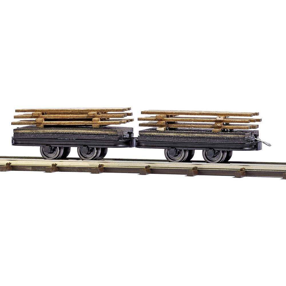 H0f due vagoni con carico di legno Busch Feldbahn 12218