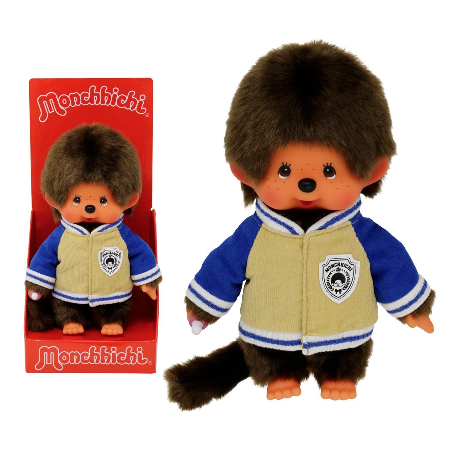 Monchhichi Bandai Plush Jacket Teddy – 80's Monkey Plush – Very Soft Plush 20 cm