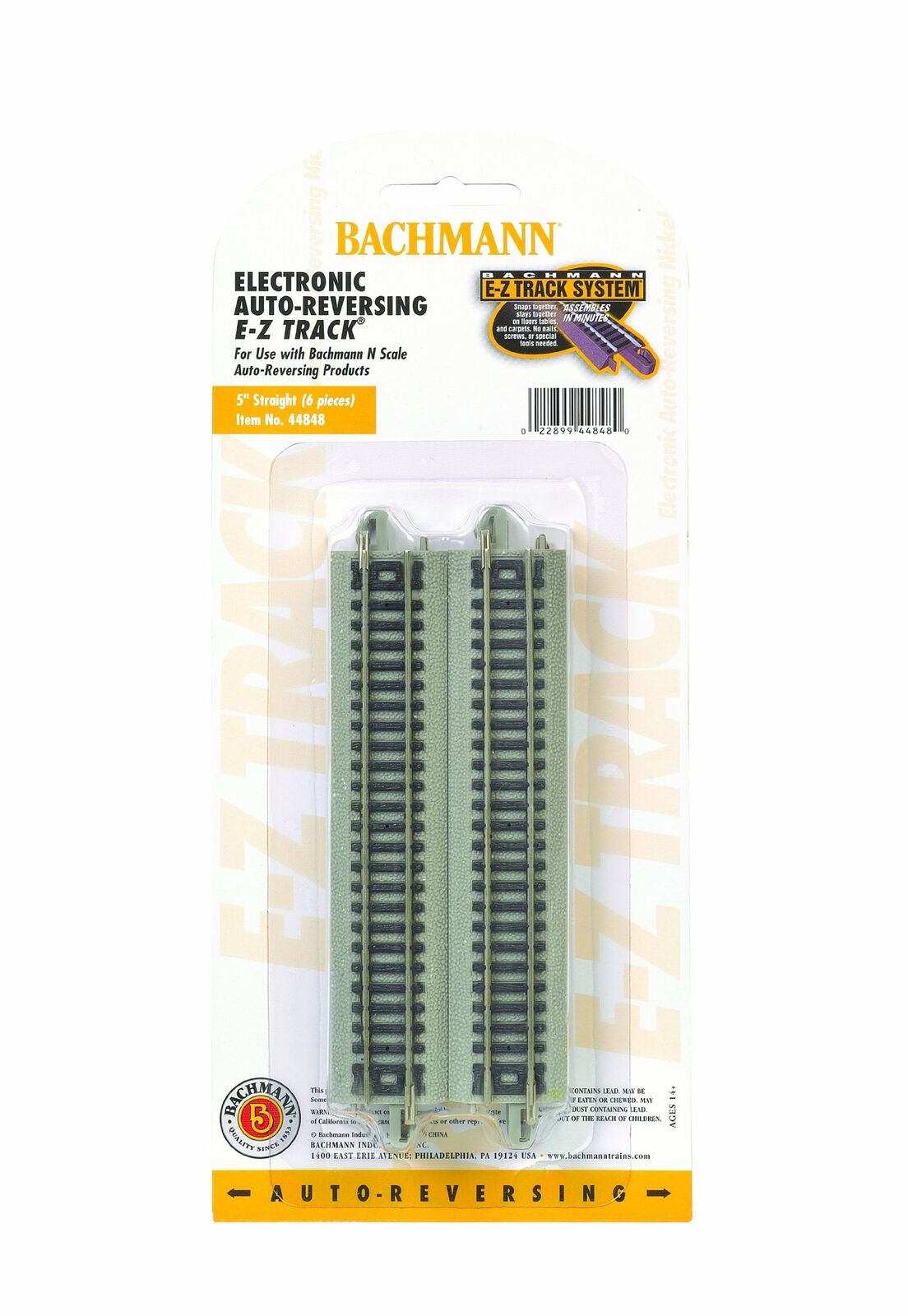 Bachmann Industries E-Z Track Nickel Silver Auto-Reversing 5" Track (6/card) N S