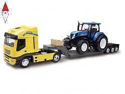 NEW RAY 1/24 NEW HOLLAND T7070 WITH 1/32 IVECO STRALIS B/O SOUND EFFECTS