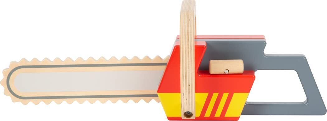 small foot Chainsaw made of wood, role play toy on the theme of fire department,