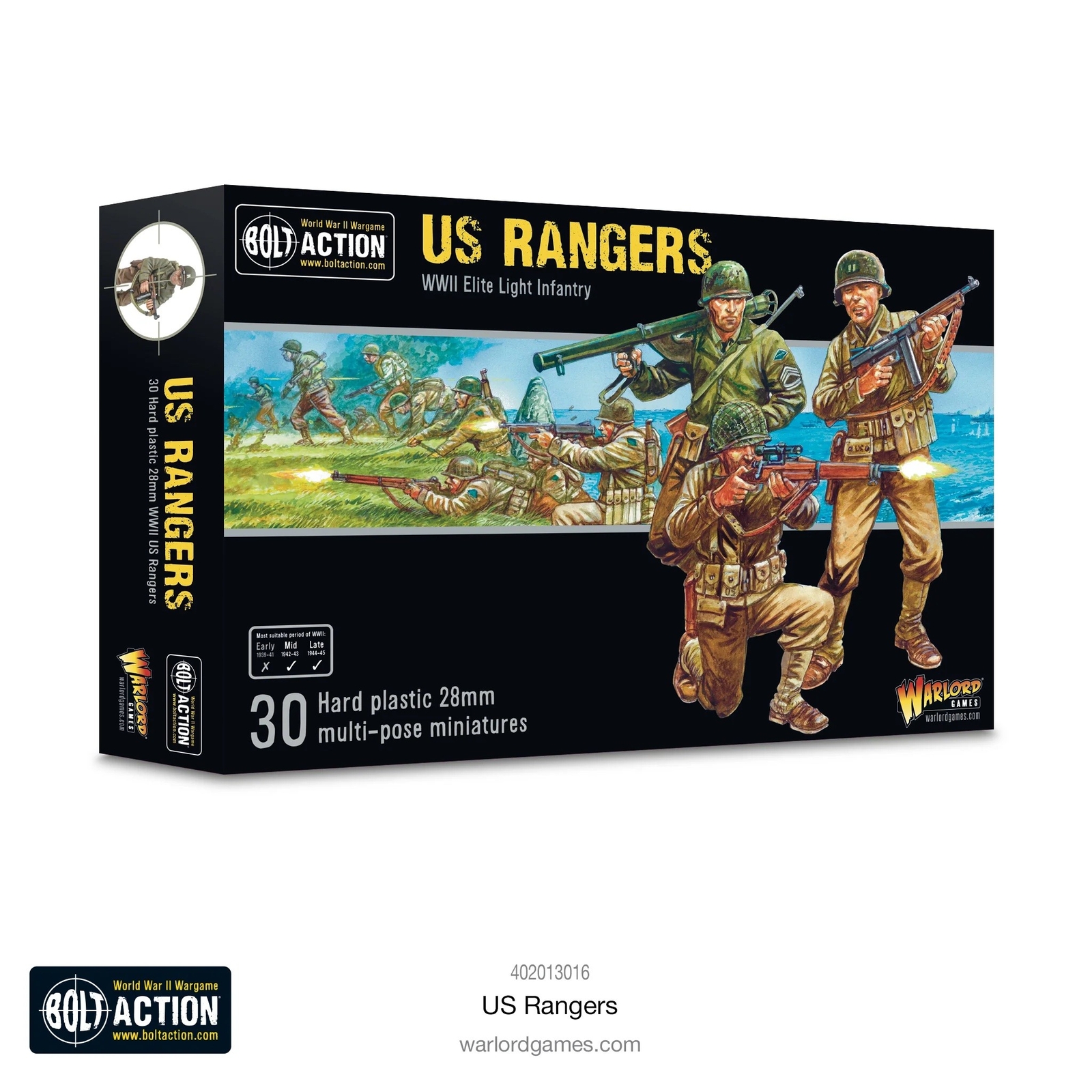US RANGERS bolt action WW2 warlord games SET CON MINIATURE età 14+