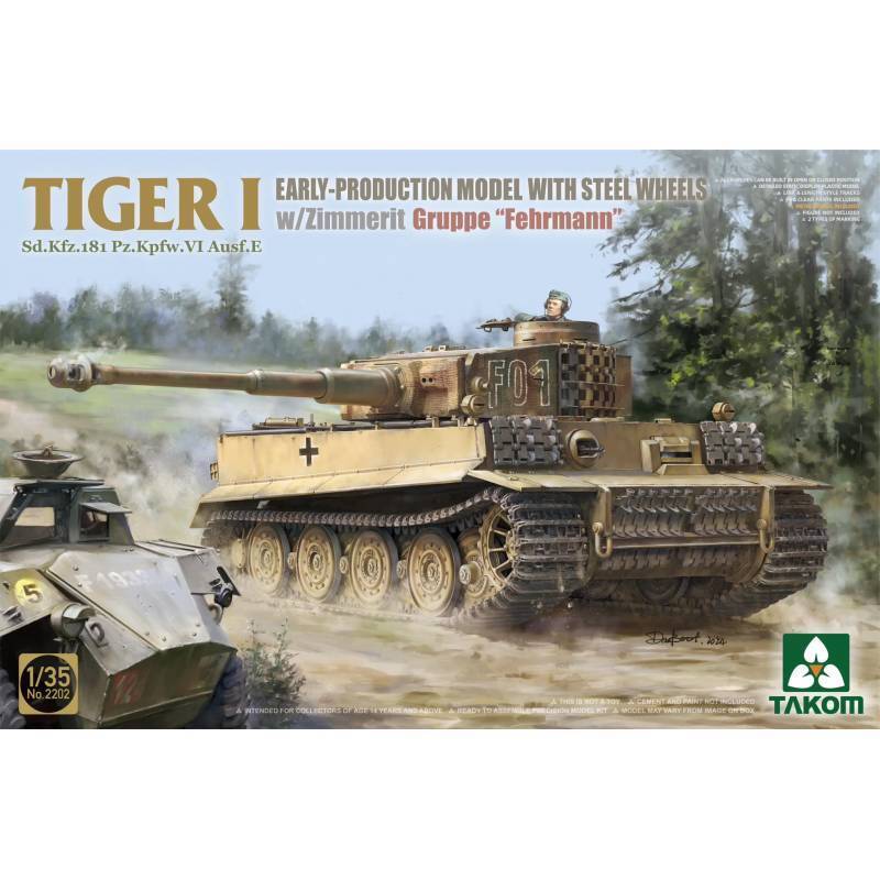 Modellino Char Tiger Early Produzione Con Steel Wheels W/Zimmerit Sd.kfz. 181