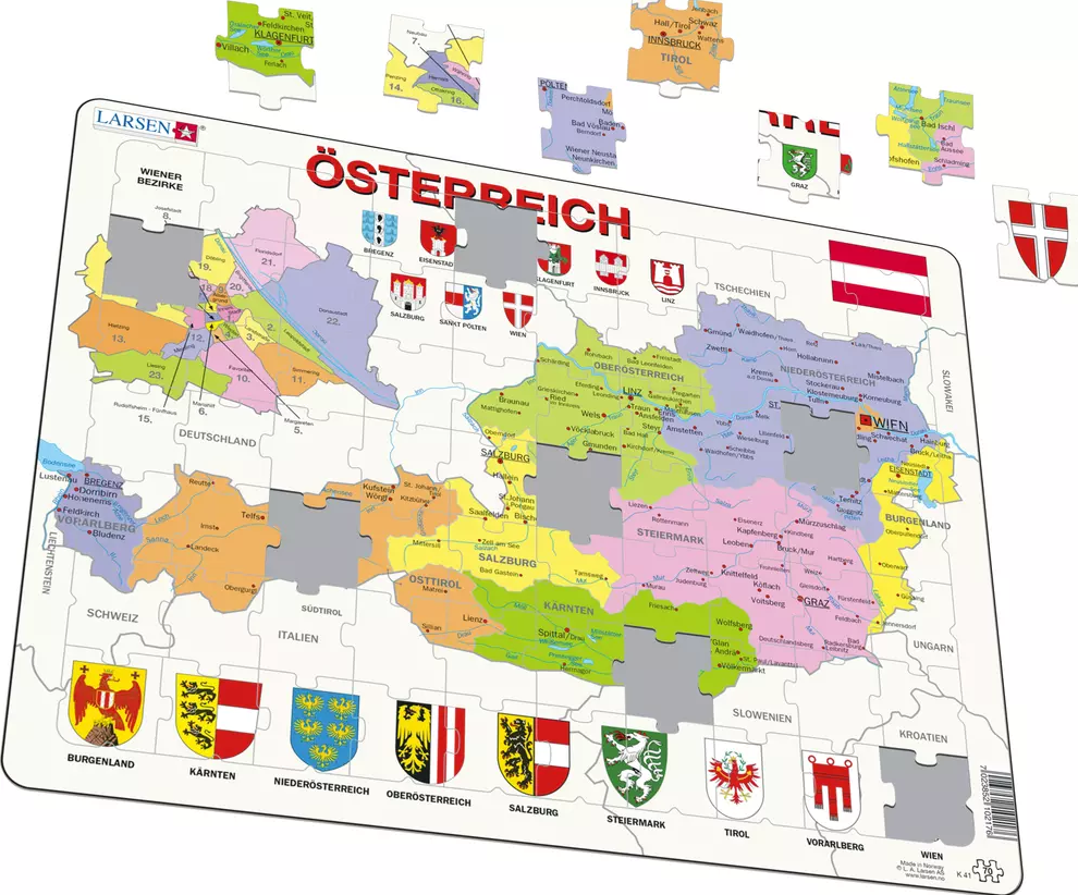 Mappa Austria/Osterreich- Telaio/Tavola Puzzle 29cm x 37cm ( Lrs K41-DE)
