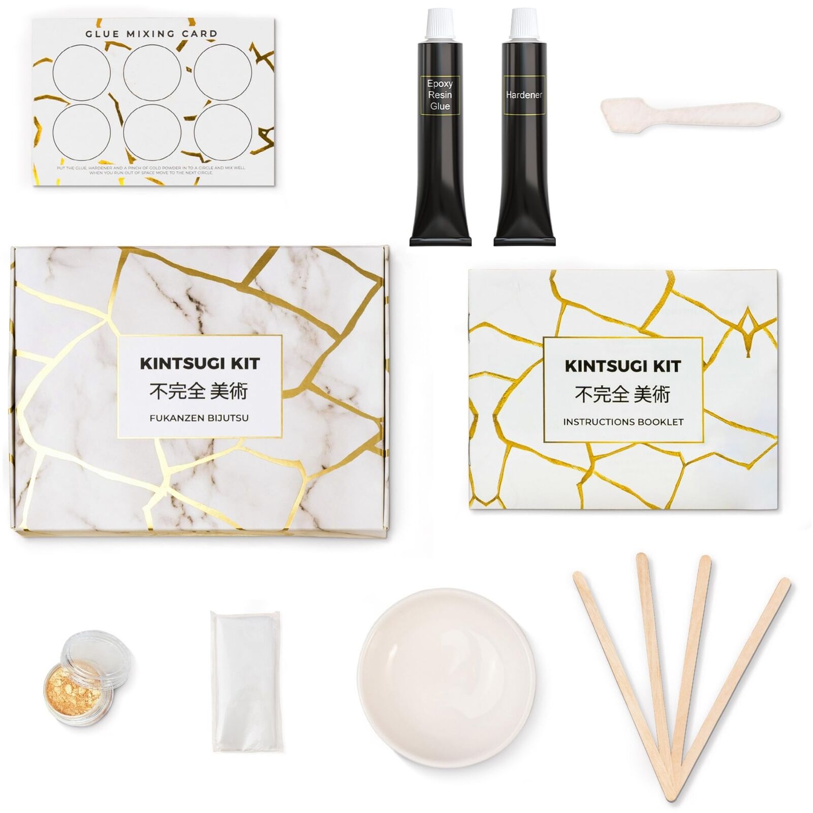 Laffair Kit di riparazione Kintsugi – Riparazione ciotole in ceramica con col...