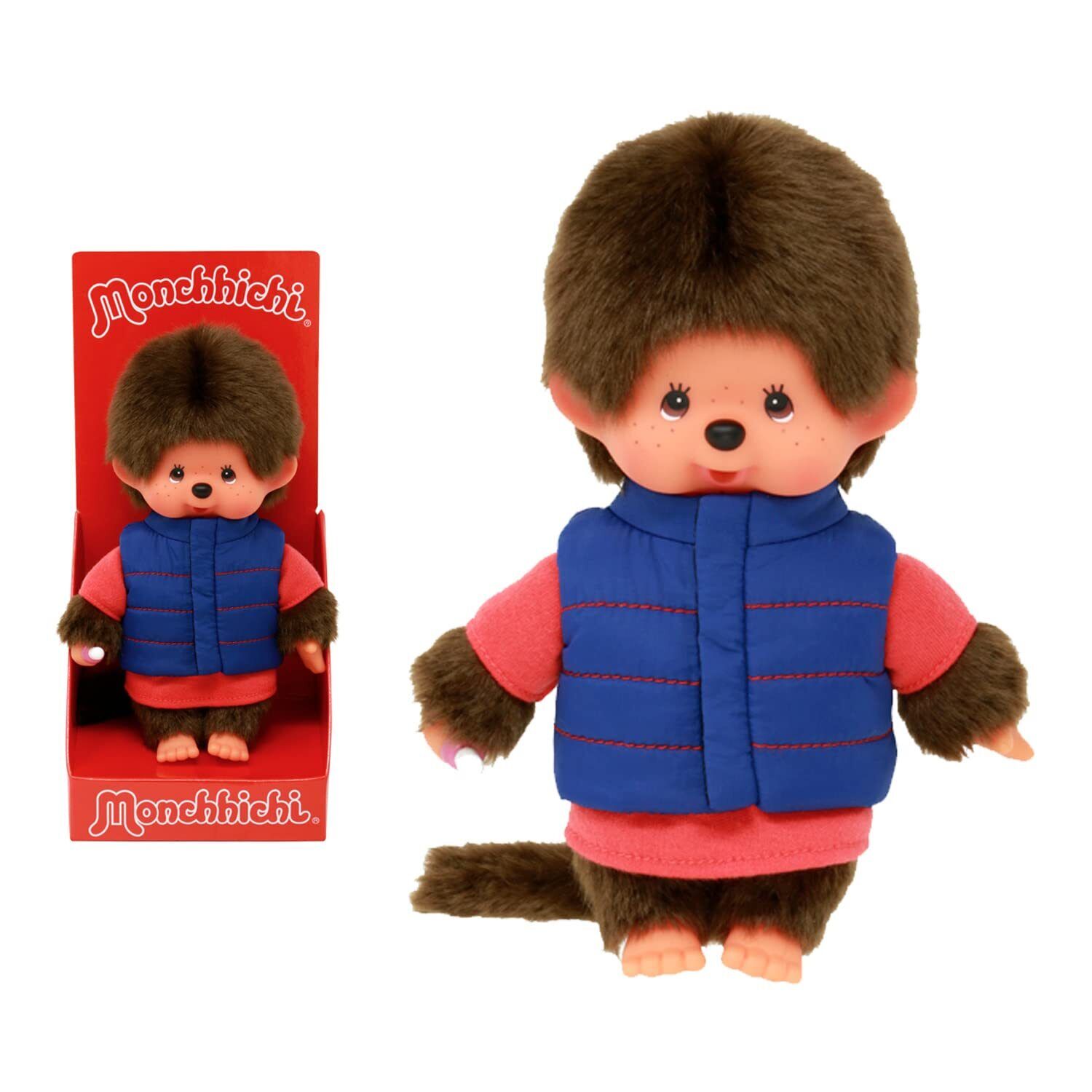 BANDAI - Monchhichi - Monchhichi Plush Down Jacket - Iconic 80s Plush - 20cm Sof