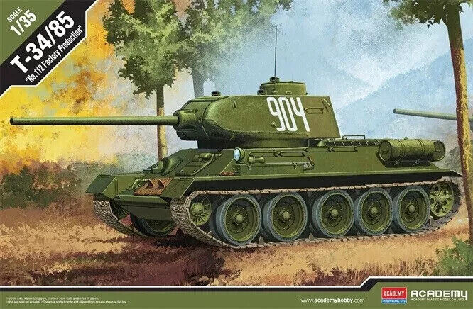 ACADEMY 1:35 KIT CARRO ARMATO T-34/85 No.112  FACTORY PRODUCTION  23 cm    13290