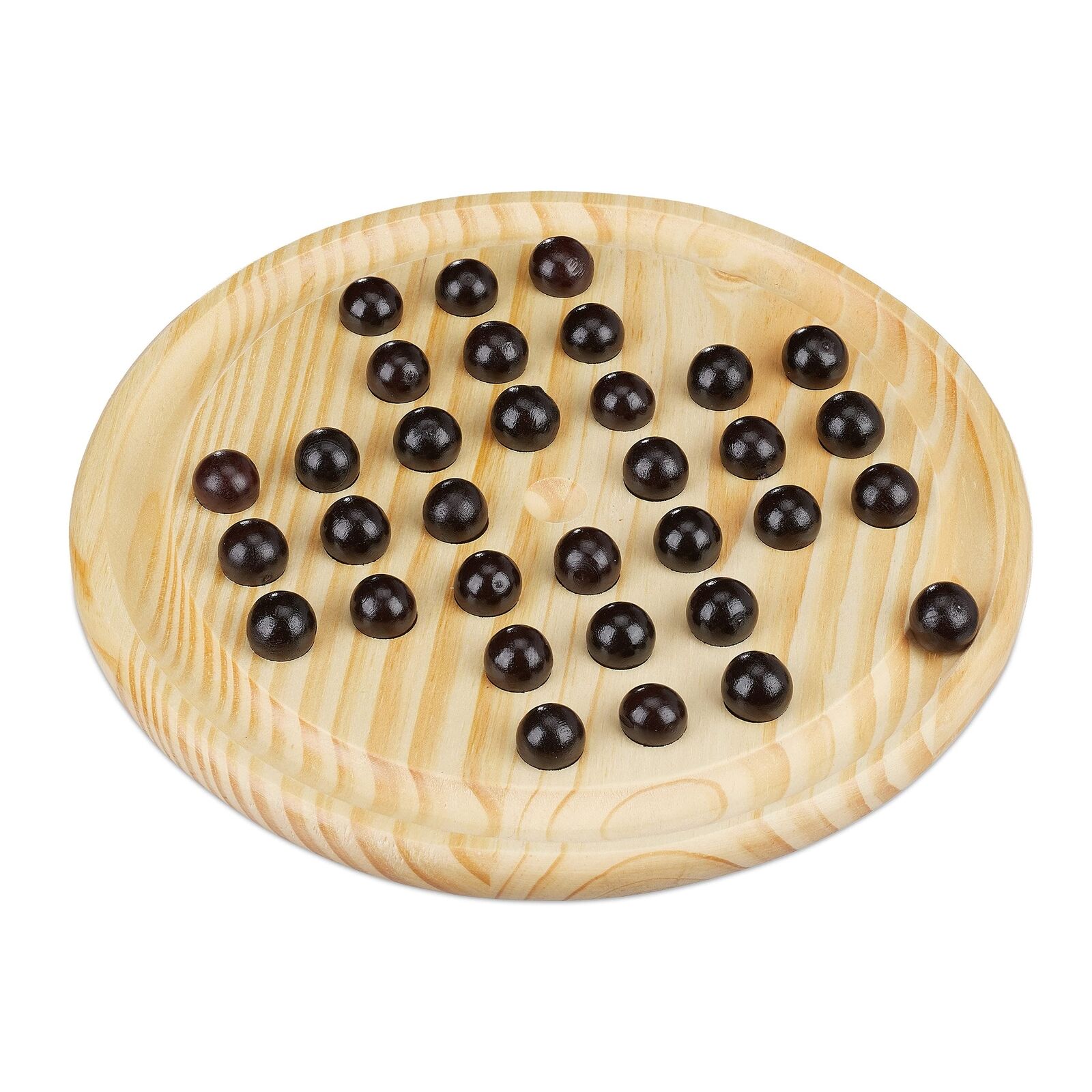 Relaxdays Solitario Cinese Gioco da Tavolo Rotondo Dama Cinese 33 Palline Bam...