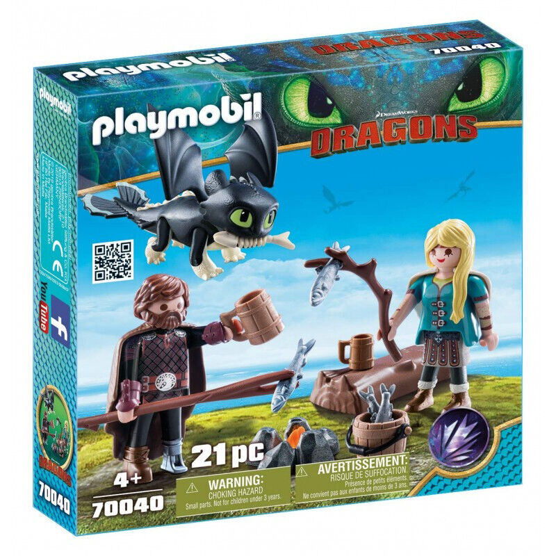 Originale PLAYMOBIL® Draghi 70040 - Hiccup E Astrid Con Drago Neonatale