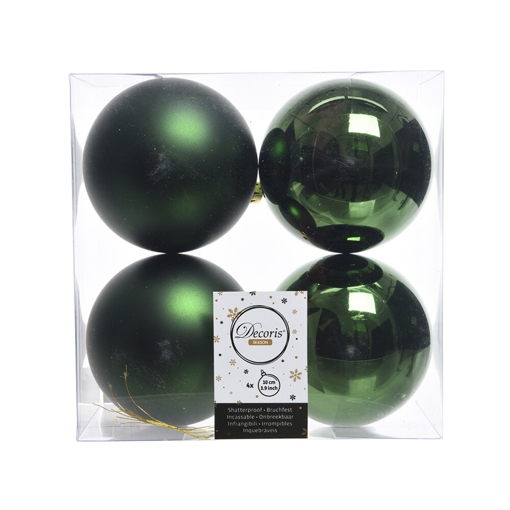Box 4 Sfere Diametro 10 cm. Pine Green KAEMINGK . - X07529 GIODICART