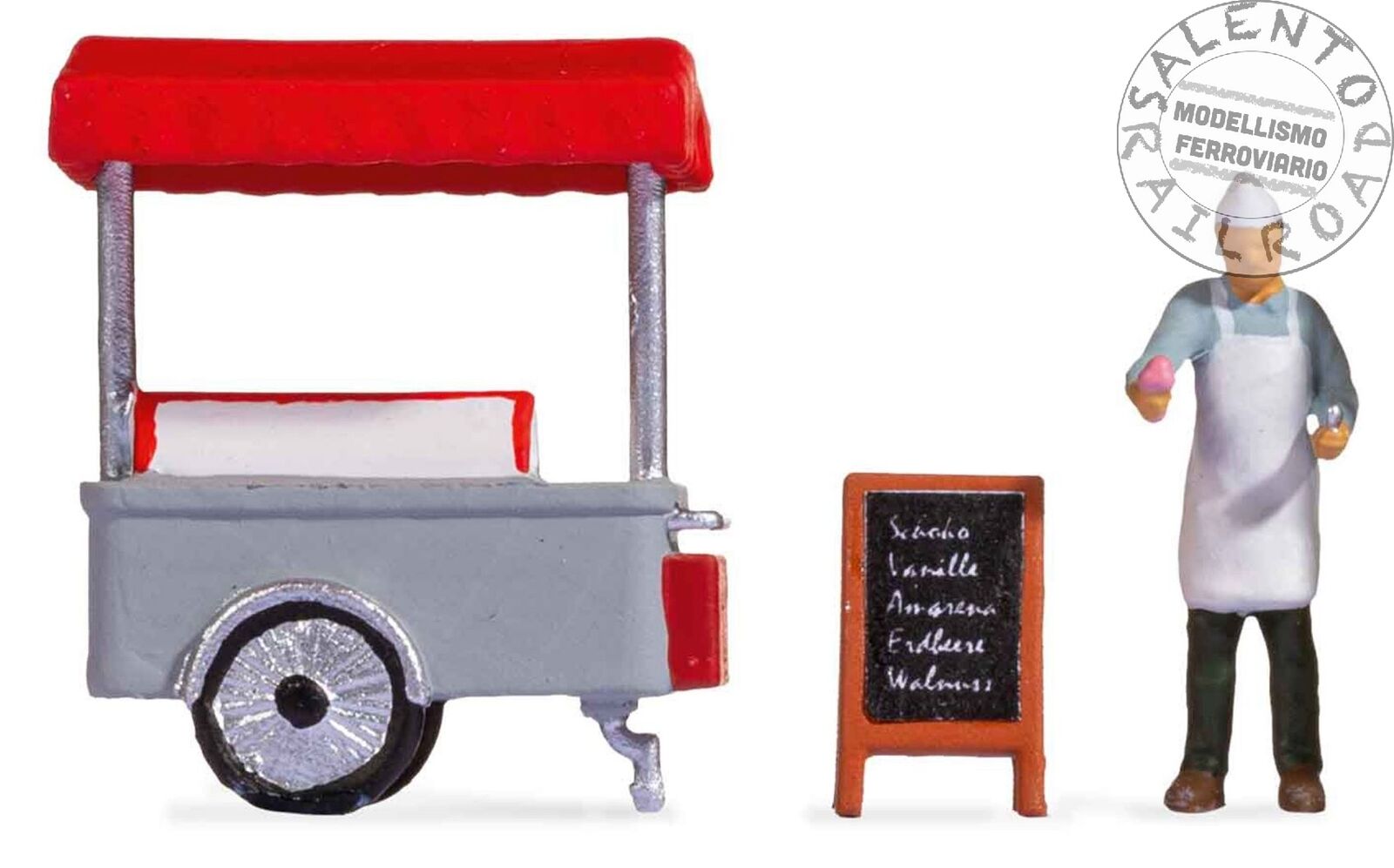 Noch 16504 personaggi: carretto dei gelati con gelataio in scala 1:87 H0