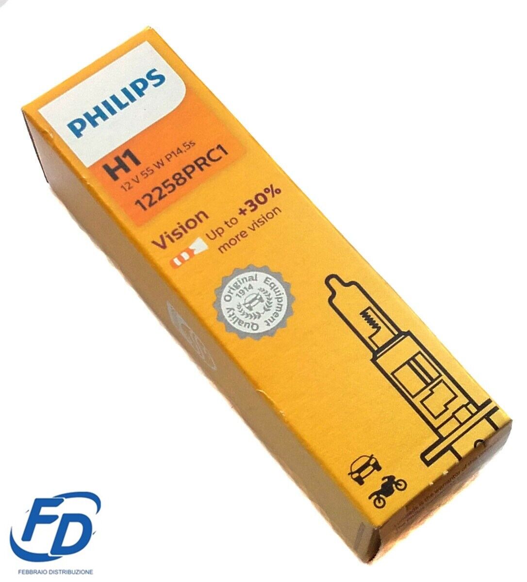 2 Lampadine Philips Vision +30% Di Luce 12V 55W Philips 12258PRC1