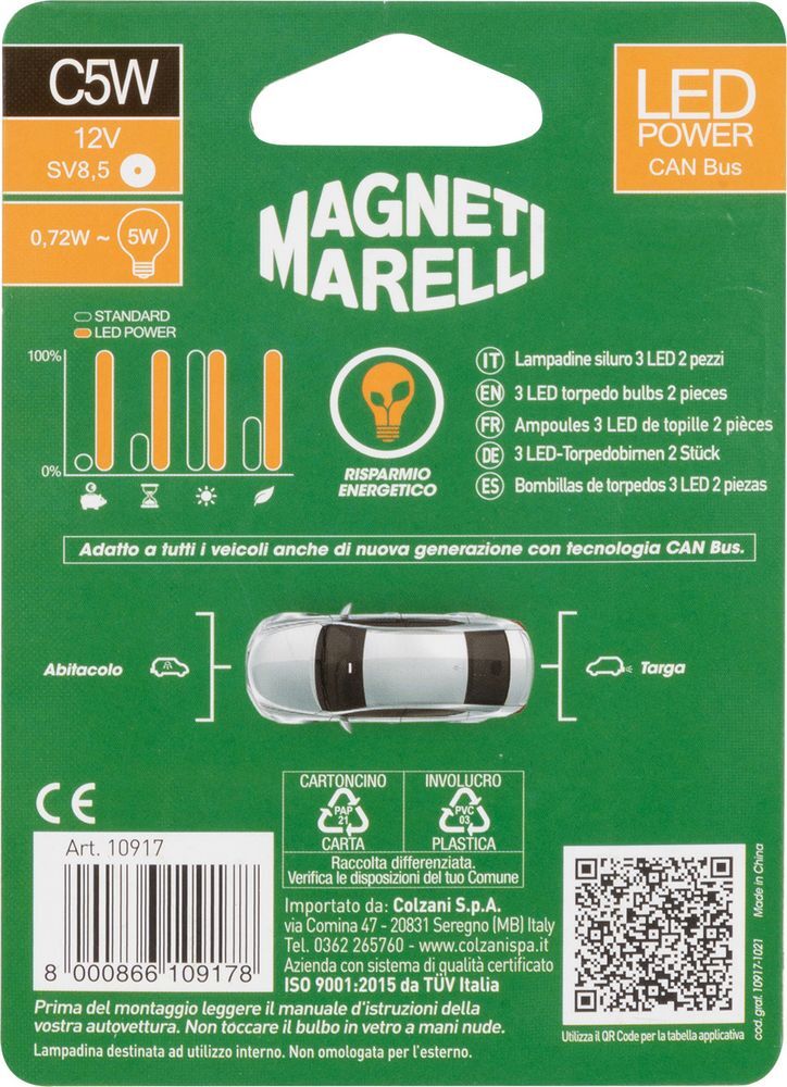 Coppia Di Lampadine Led Per Auto Quantum Energy Ultra White 12V