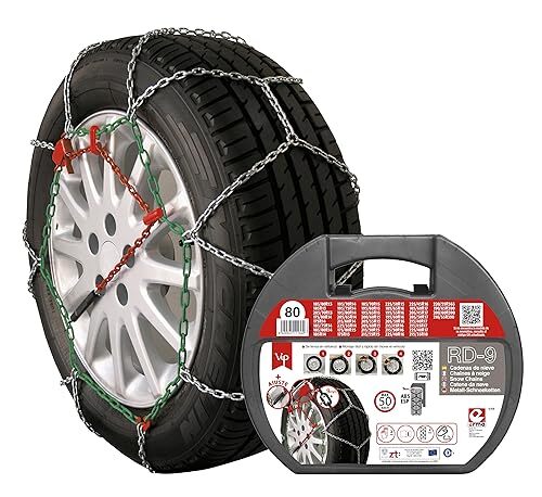 VIP RD9 - Catene da neve in metallo RD9 mm misura 80 set 2 pezzi guanti inclusi