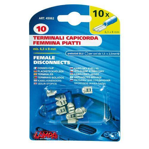 TERMINALI CAPICORDA FEMMINA PIATTI BLU 10PZ