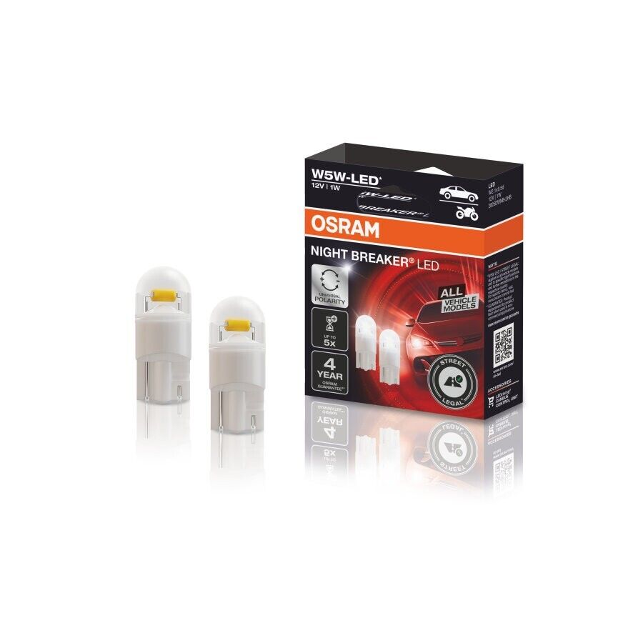 Osram W5W Lampade Led Luci Posizione Targa(2Pz)Nigth Breaker Omologate Auto Moto