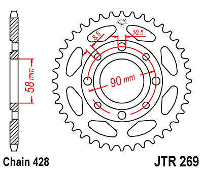 Corona a 56 denti in Acciaio nera JT Sproket JTR269.56 Passo 428