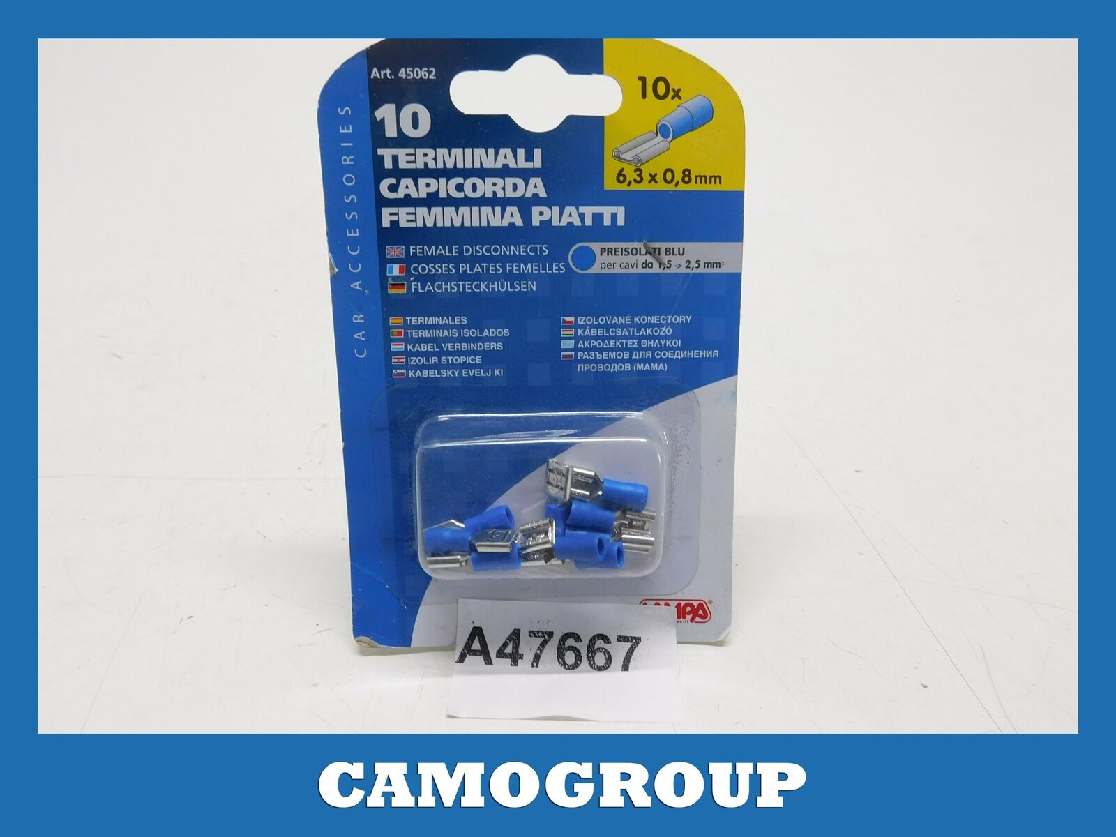 10 PEZZI PIECES TERMINALI CAPICORDA BULLET RECEPTACLE CONNECTORS LAMPA 45062