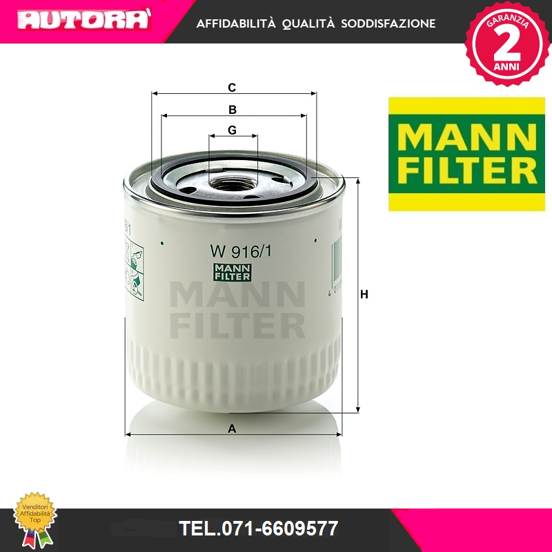 W9161 Filtro olio (MARCA MANN)
