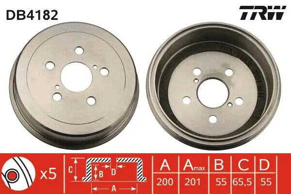 Tamburo freno DB4182 TRW per TOYOTA CARINA E VI CARINA E VI Tre volumi CARINA V
