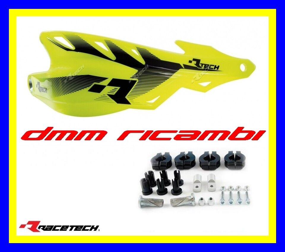 Paramani RACETECH Raptor universali + attacchi Moto Motard PitBike Giallo Fluo