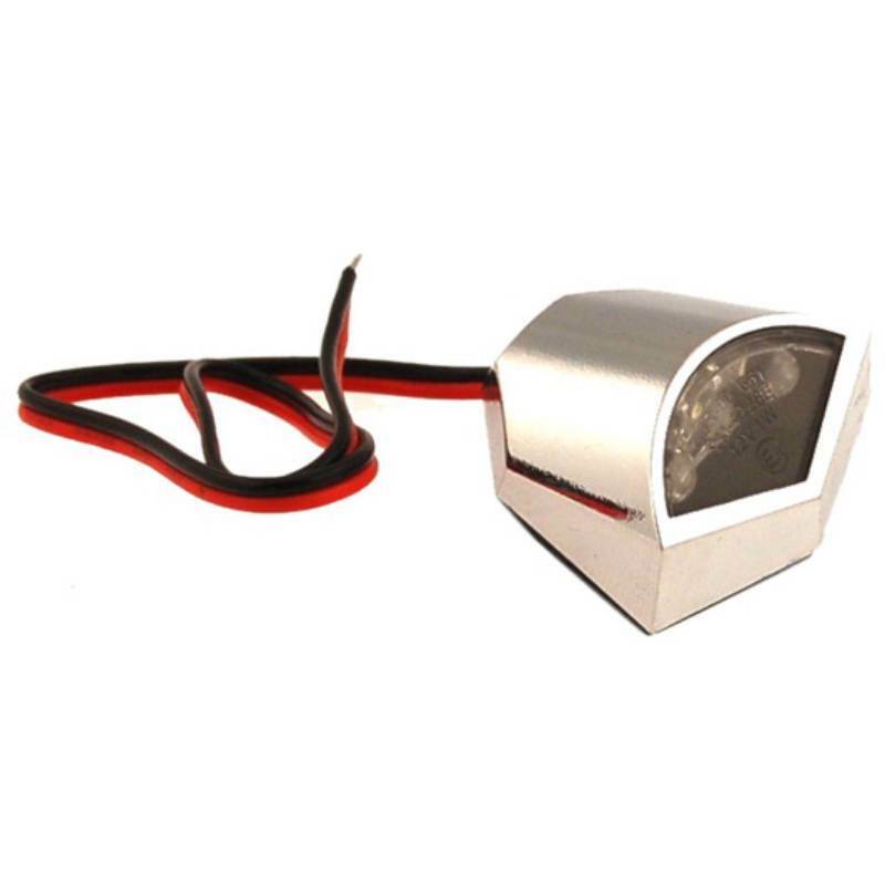 LUCE TARGA A LED ADESIVA MOTO CROMO OMOLOGATA LICENSE PLATE LIGHT 34MM E-MARK