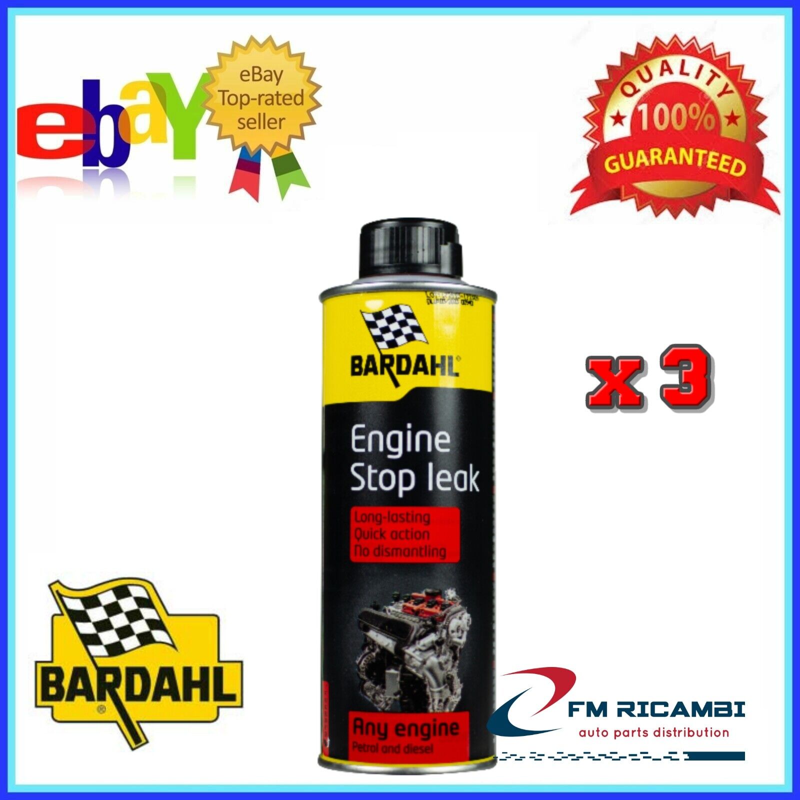 3x BARDAHL ENGINE STOP LEAK ADDITIVO OLIO MOTORE 300ml