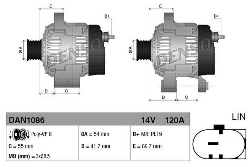 Alternatore PER Peugeot Bipper 1.3 HDi 75 55 KW 75 CV