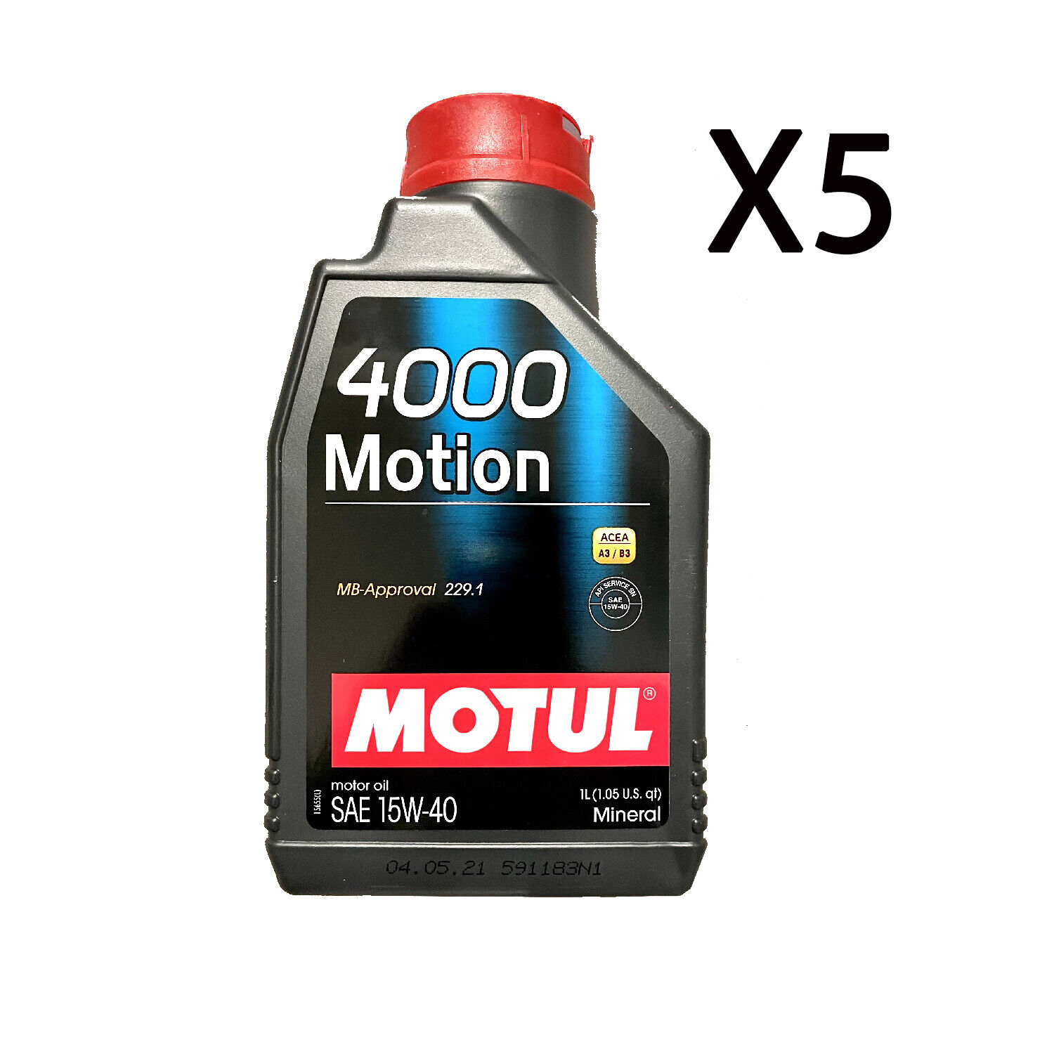 5 Litri Olio Motore Motul 4000 Motion SAE 15W40 ACEA A3 B3 MB 229.1 Minerale
