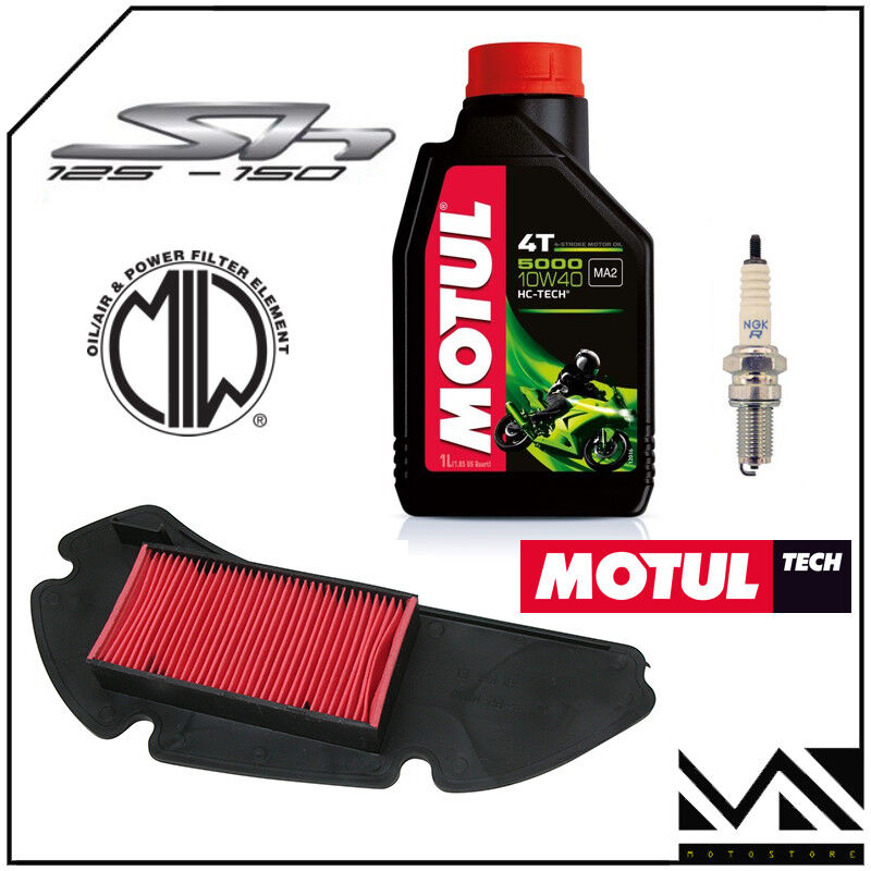 KIT TAGLIANDO HONDA NES,PS,DYLAN, SH 125/150 OLIO MOTUL FILTRO CANDELA