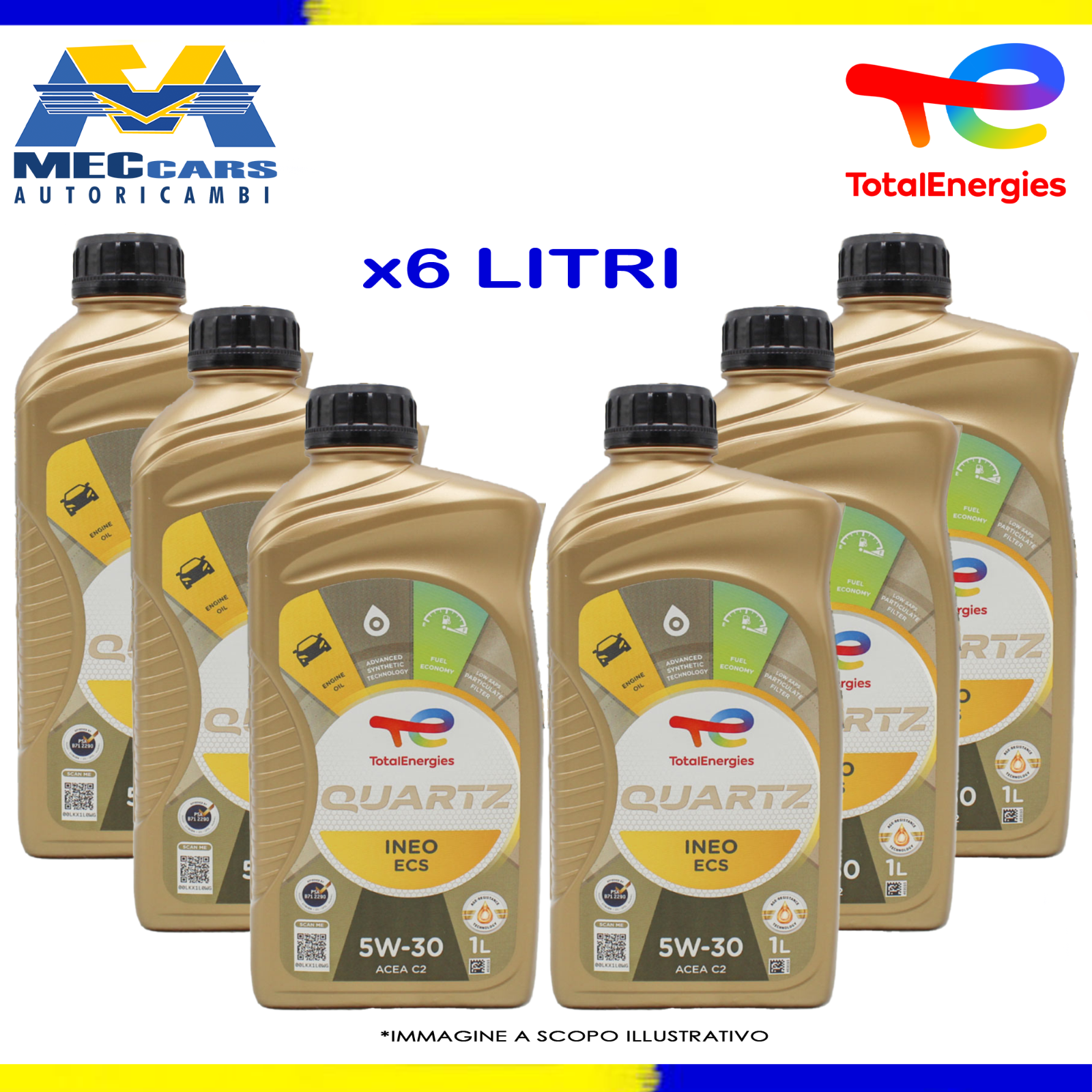 6 LT TOTAL QUARTZ INEO ECS 5W30 OLIO MOTORE ACEA C2 TOYOTA CITROEN PEUGEOT FIAT