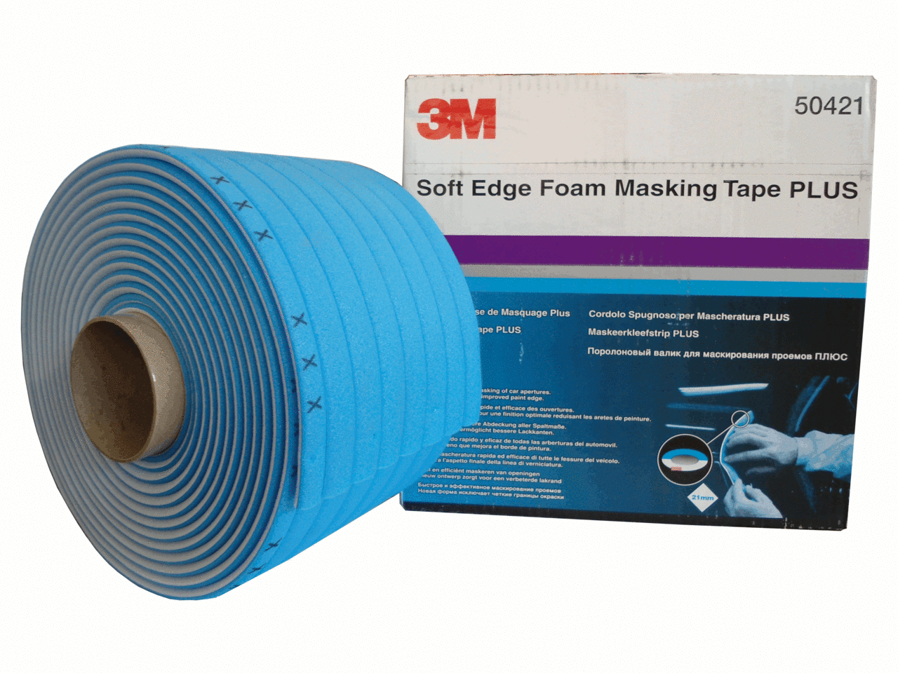 Cordolo spugnoso 3M 50421 nastro spugna verniciatura auto carrozzeria 49m x 21mm