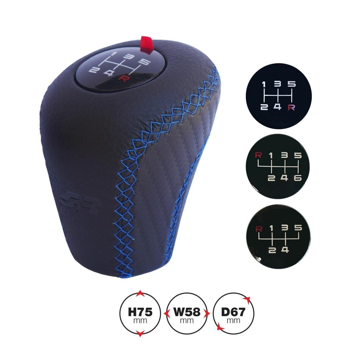 Pomello del Cambio Universale Slick Blue Simoni Racing in eco-pelle nera