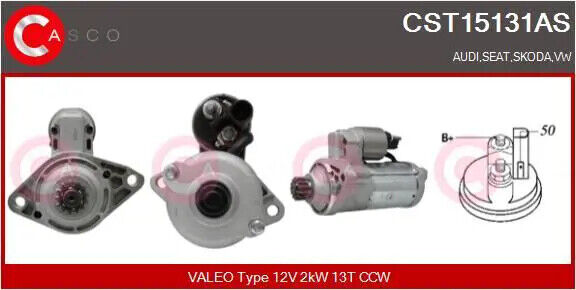 Motorino di avviamento Senso rotazione antiorario CST15131AS CASCO per SEAT LEON