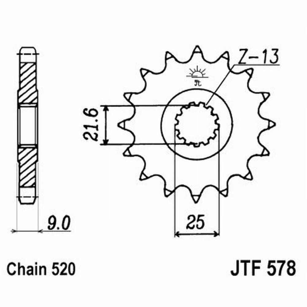 PIGNONE DI TRASMISSIONE ACCIAIO JT SPROCKETS 16 DENTI JTF578.16