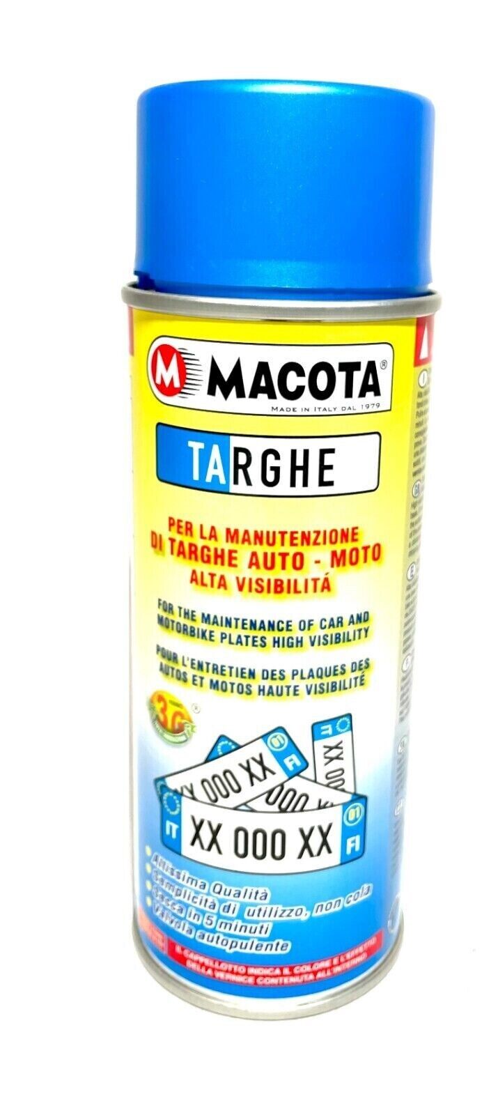 MACOTA Bomboletta Vernice Blu Professionale per Manutenzione Targa Auto Moto