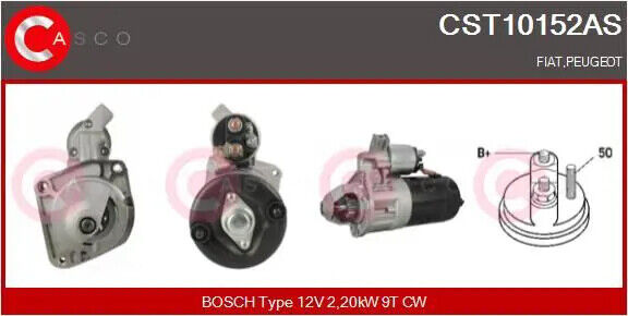 Motorino di avviamento Senso rotazione orario CST10152AS CASCO per PEUGEOT FIAT