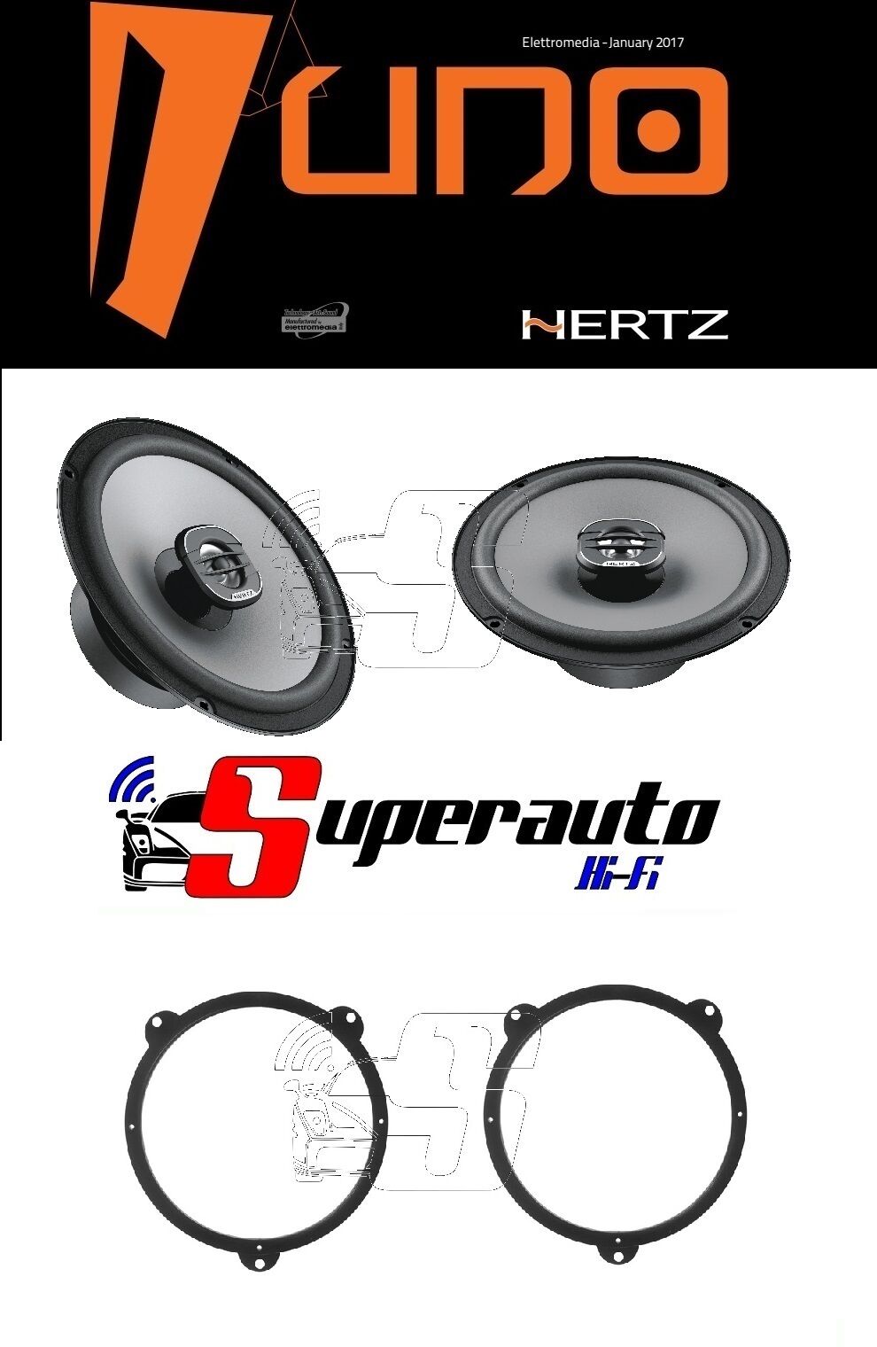 Hertz LINEA UNO X165 SET COASSIALI 2 vie 165 mm + supporti casse BMW s.3 (E46)