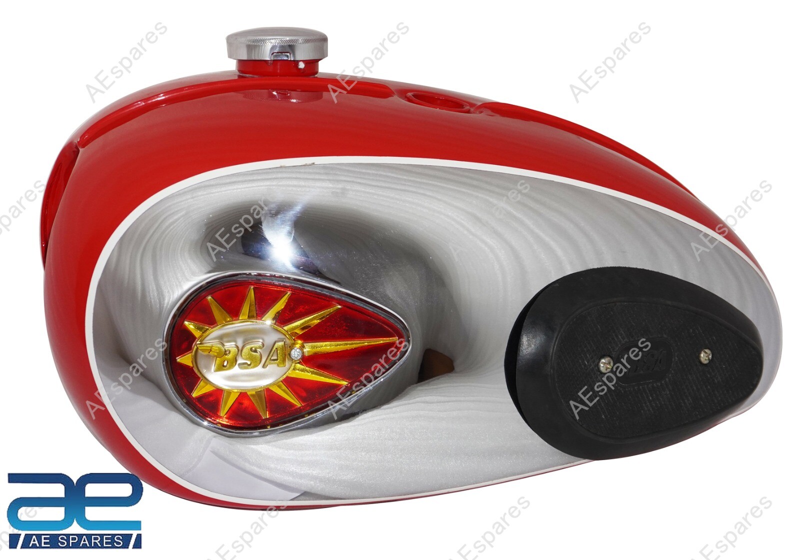 Per BSA A65 Fulmine Illuminazione Rosso & Cromo Placcato Carburante Gas Tank ECS