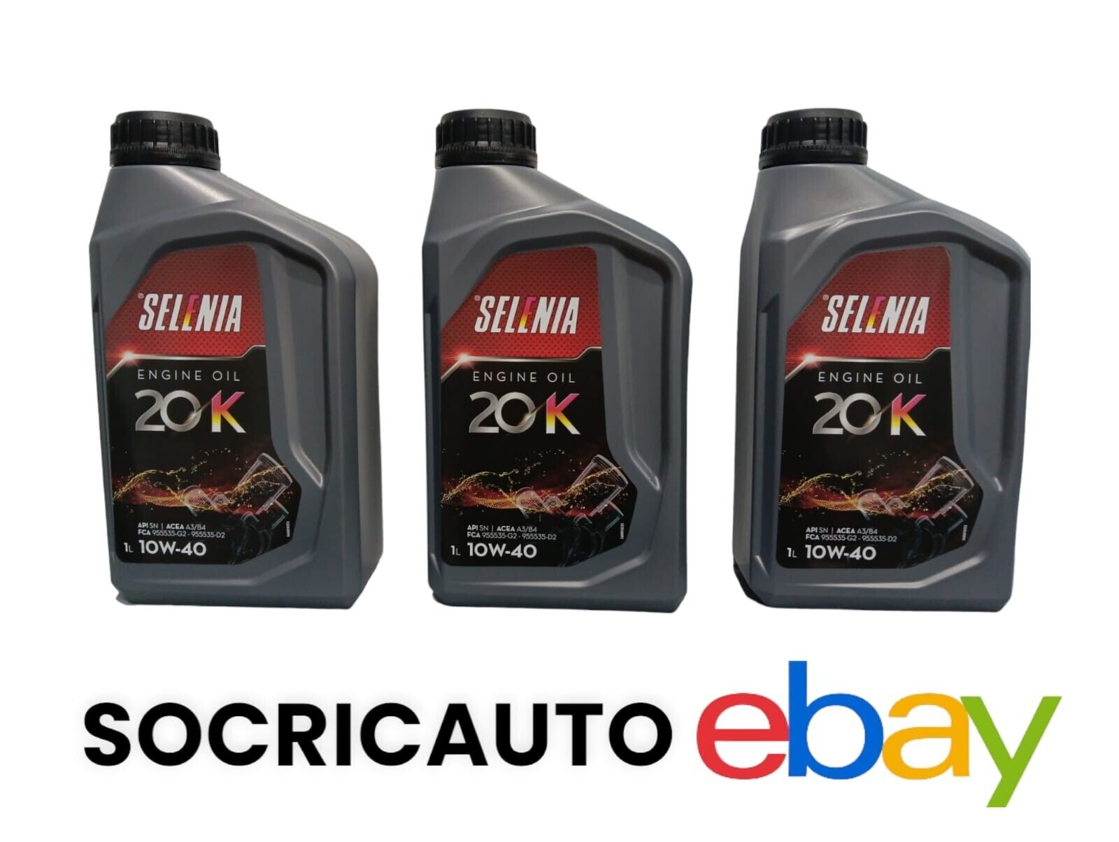 3 Litri Olio Motore  Selenia  20K 10w40  A3/B4  FCA 955535-G2 - 955535-D2 NUOVO