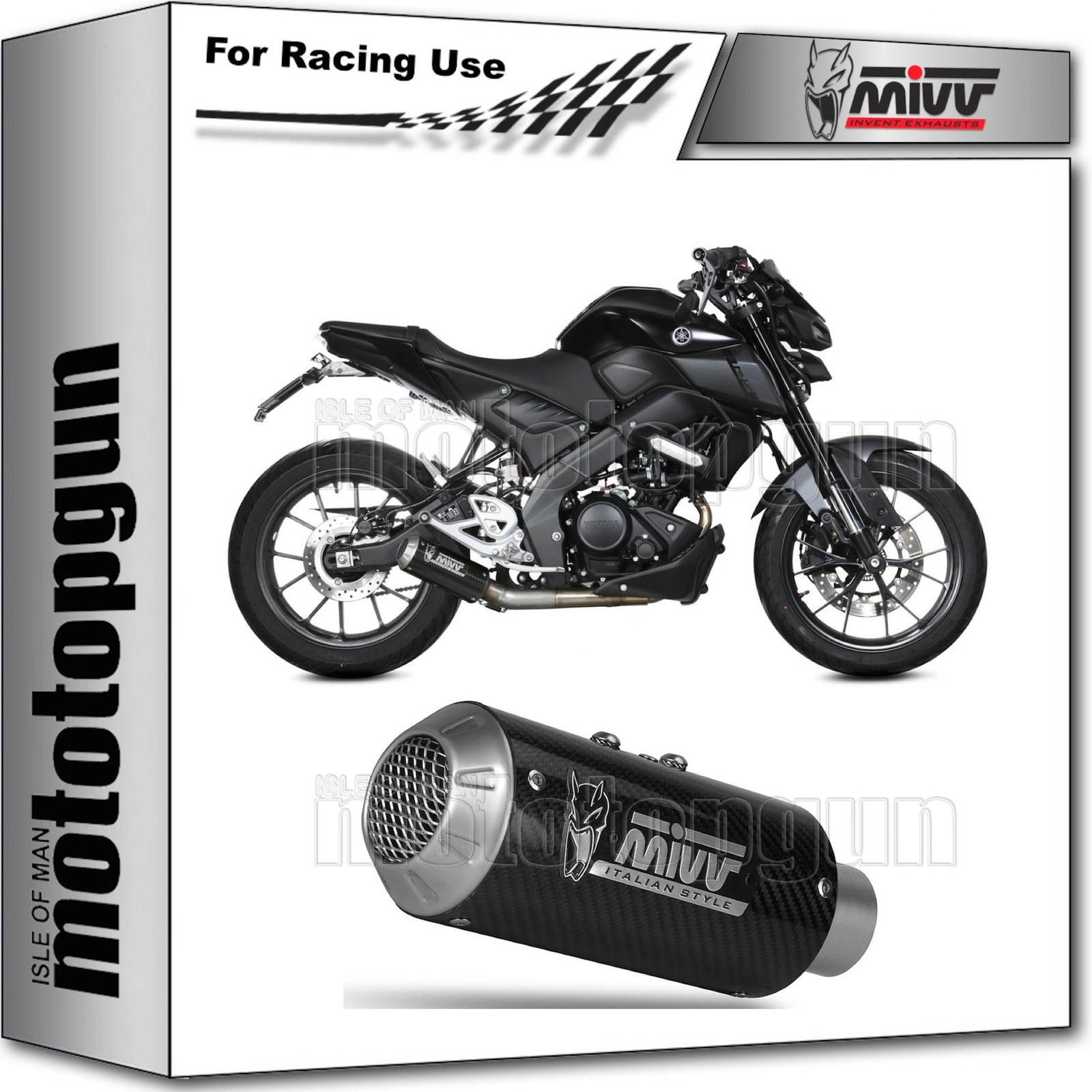terminale completo racing open mk3 carbonio mivv per yamaha mt125 mt-125 2020 20
