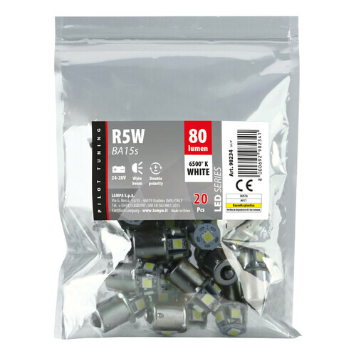LH25 24/28V Led Series - 6 Smd X 3 Chips - (R5w-R10w) - Ba15s - 20 Pz - Busta -