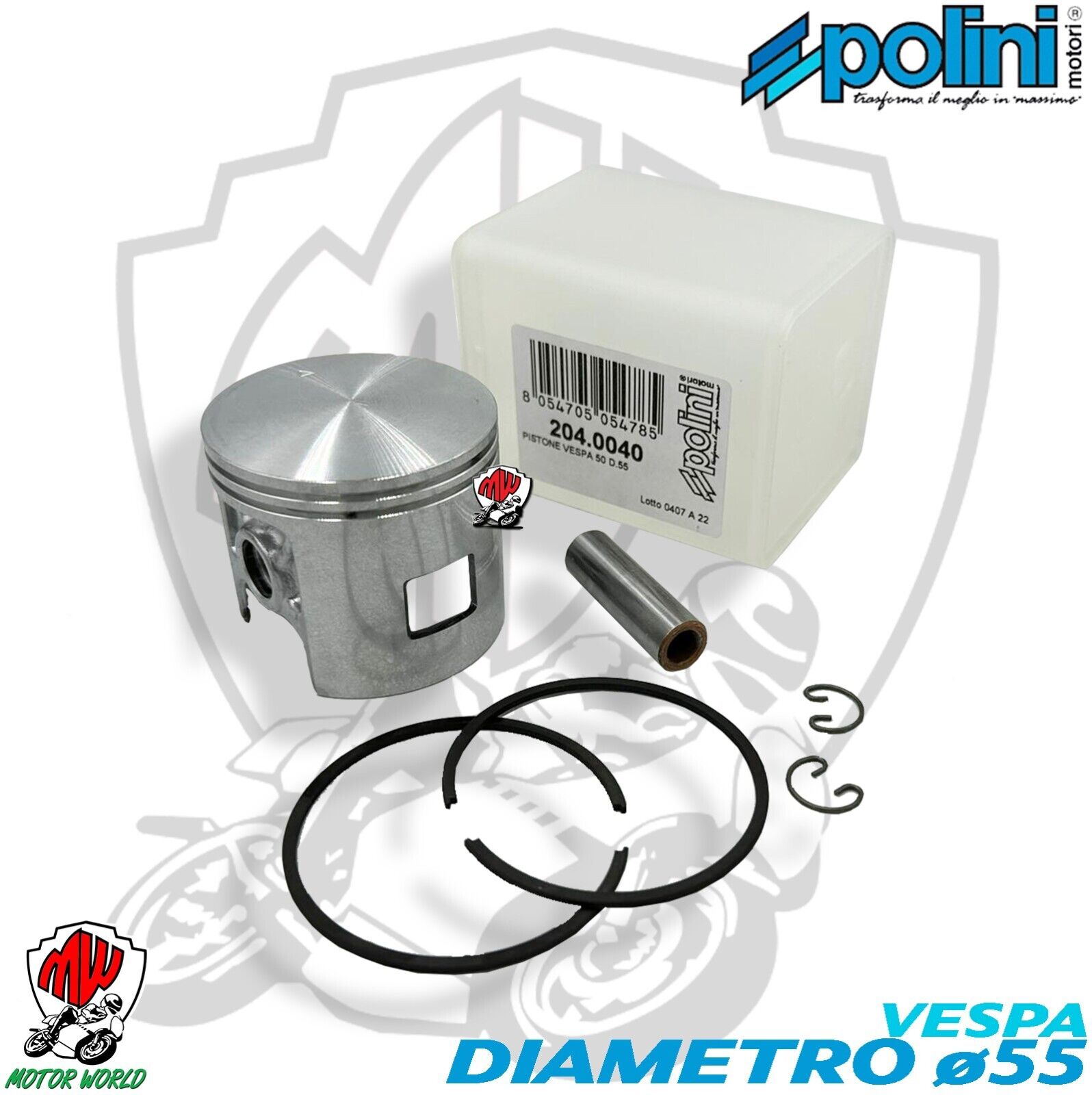 PISTONE POLINI DM 55 PER CILINDRO 102 CC APE VESPA SPECIAL R L N PK S XL V RUSH